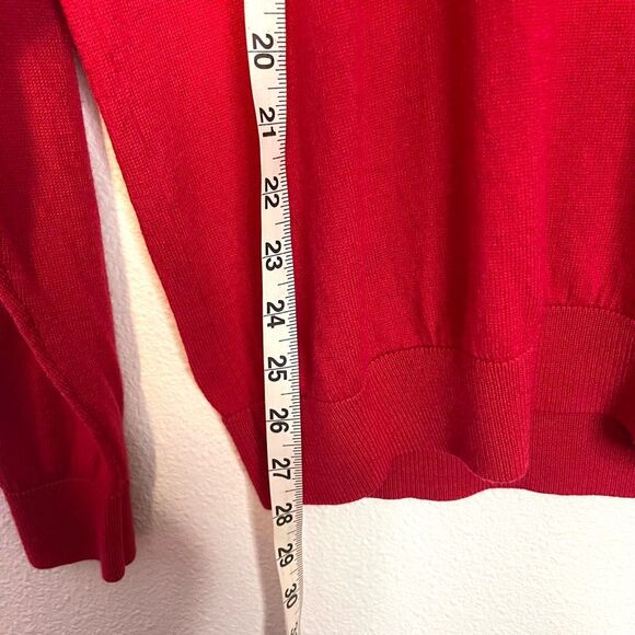 Turnbury 100% Extra Fine Merino Wool V-Neck Red Sweater Size Large - Picture 6 of 7